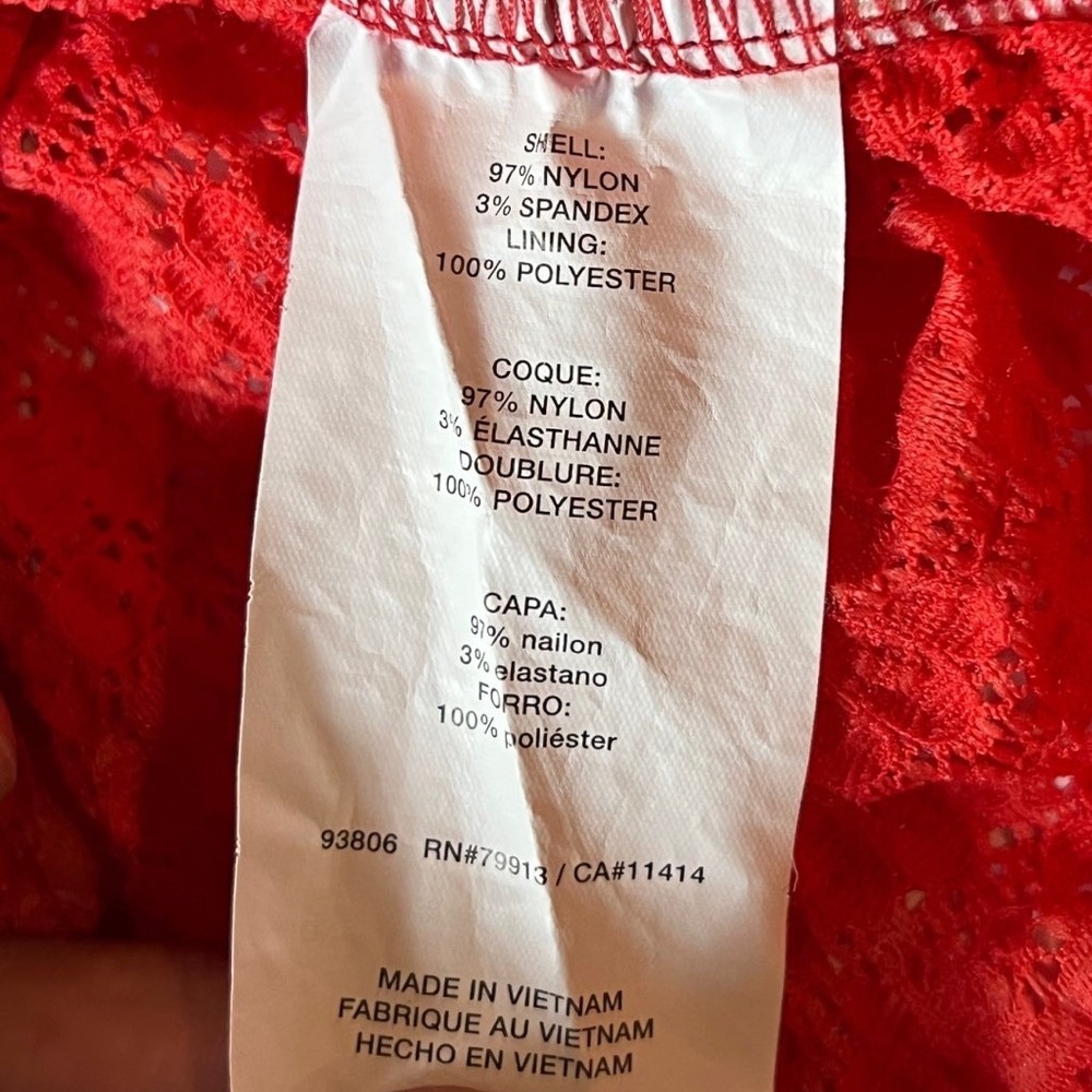 Jessica Simpson Blouse Top M Red Long Sleeve Keyhole 2 Piece Maternity Lace Knit - Picture 9 of 9